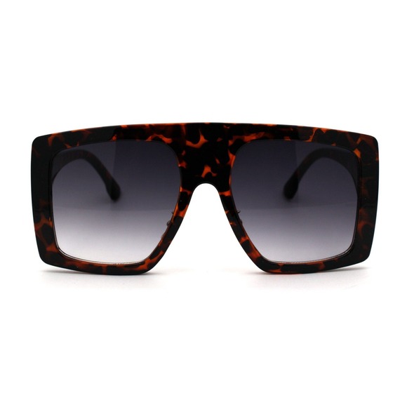 Oversized Square Sunglasses Flat Top Tortoise Fashion Shades Street Wear Rapper - Picture 2 of 4